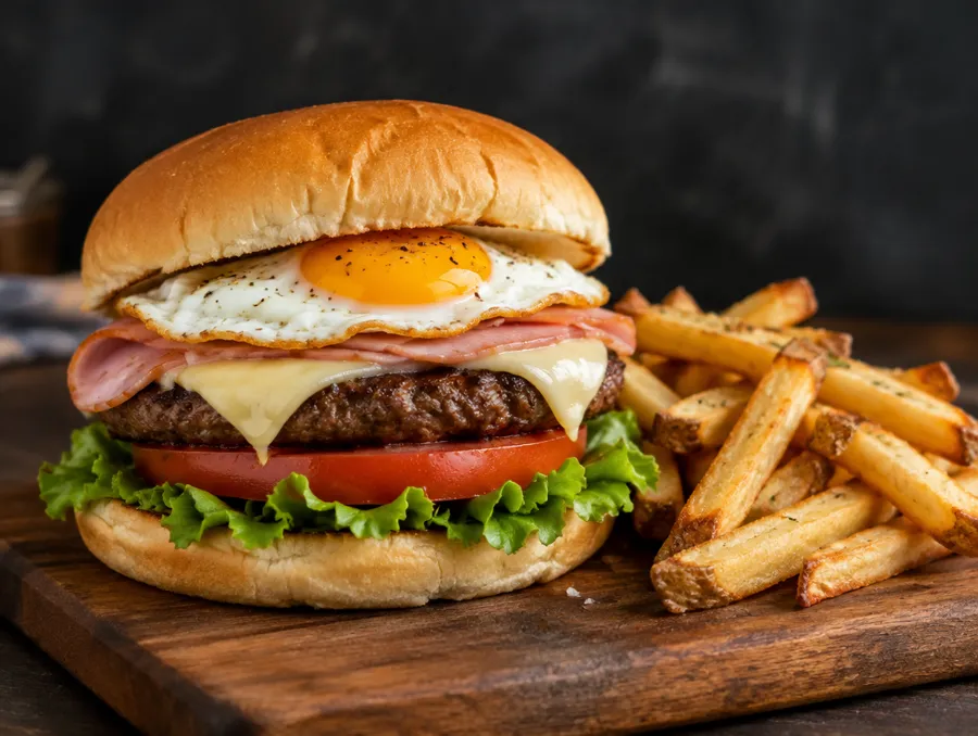 Hamburguesa completa de Burger Dorf, hamburguesería en San Pedro